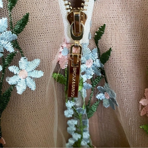 Bronx & Banco Dress Isola Mini Floral Embroidered Beaded Tulle Lace Multi S EUC - Picture 7 of 7